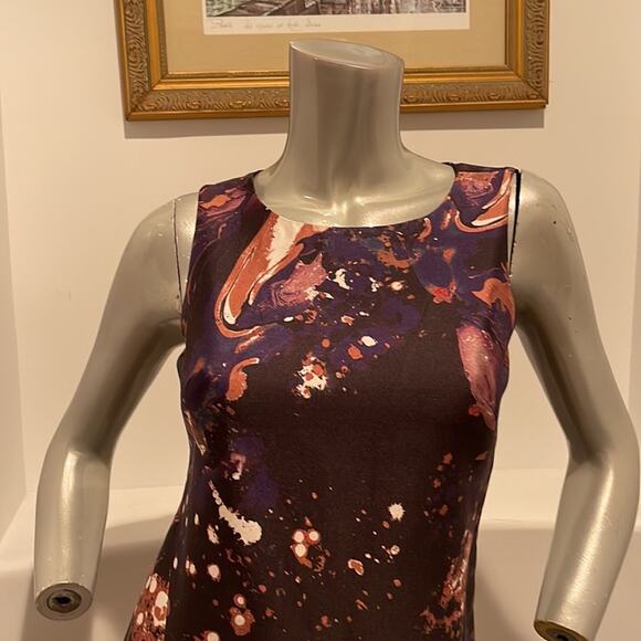 Karen Millen Abstract Print Sleeveless Mini Sheath Dress Purple  Size 4 New - Picture 8 of 16